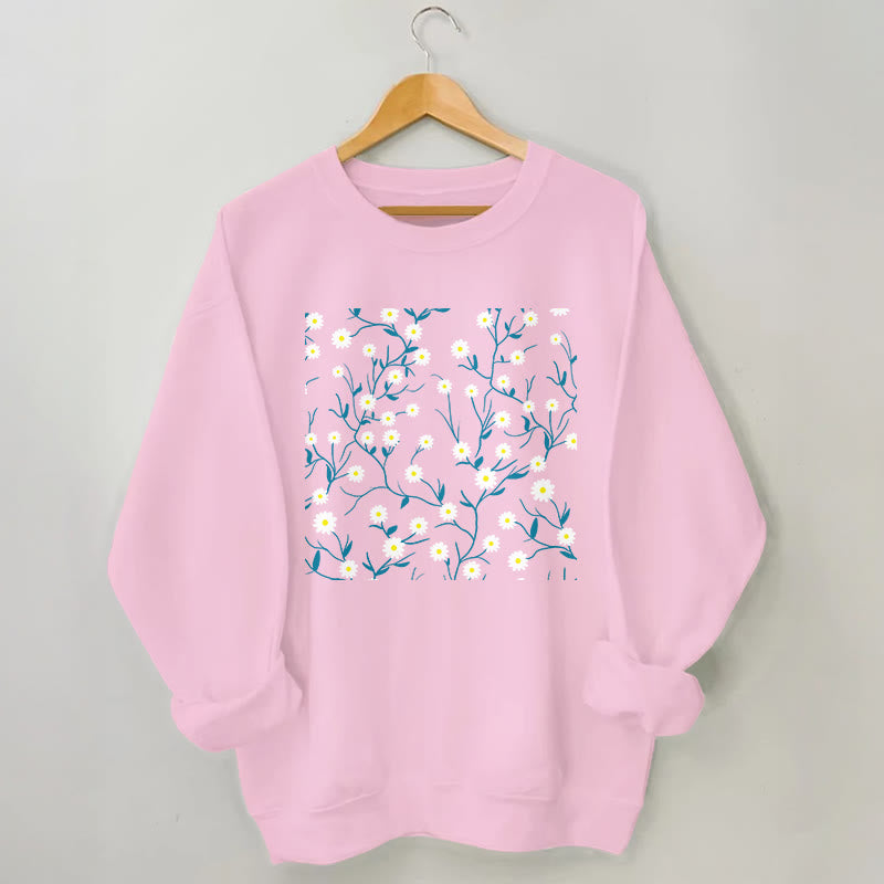 Weißes Sweatshirt mit Gänseblümchenmuster in Übergröße - Rosa - 3XL - image 5