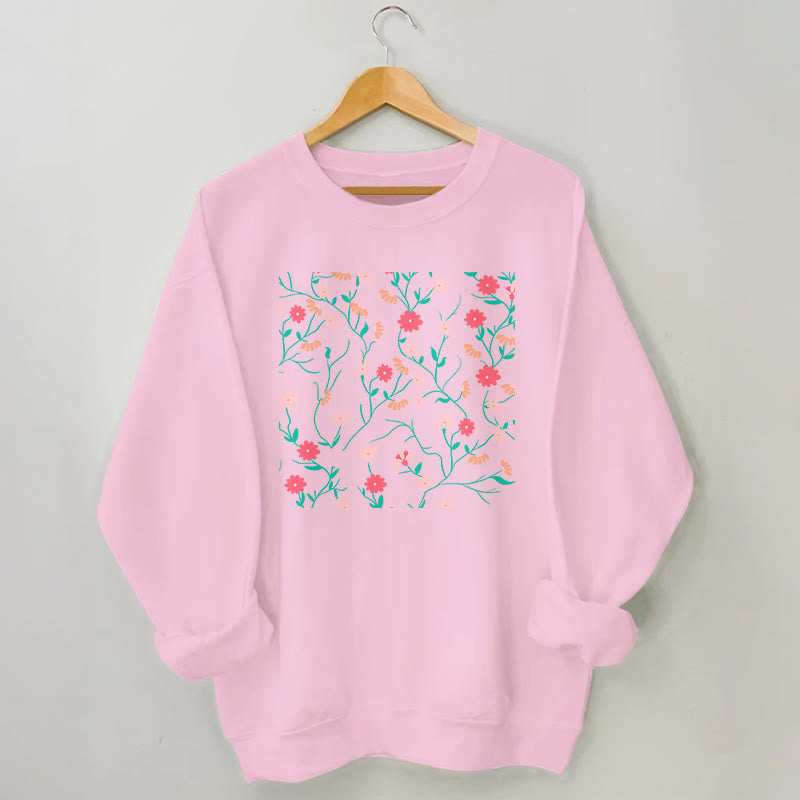 Sweatshirt mit Blumenmuster in Rot und Rosa in Übergröße - Rosa - 3XL - image 4