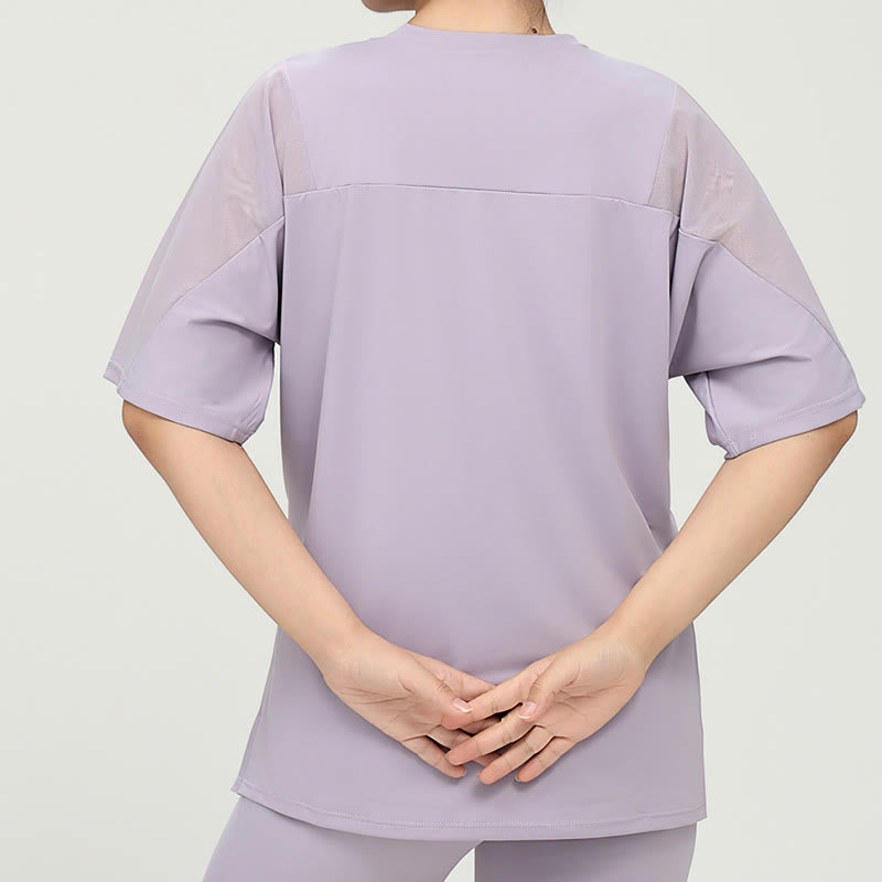 Plus Size Schnelltrocknendes Yoga Kurzarmhemd - image 4