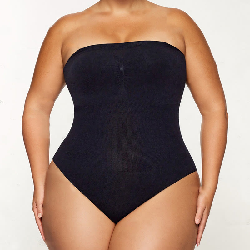 Nahtloser trägerloser Shapewear-Bodysuit in Übergröße - Schwarz - 4XL - image 0