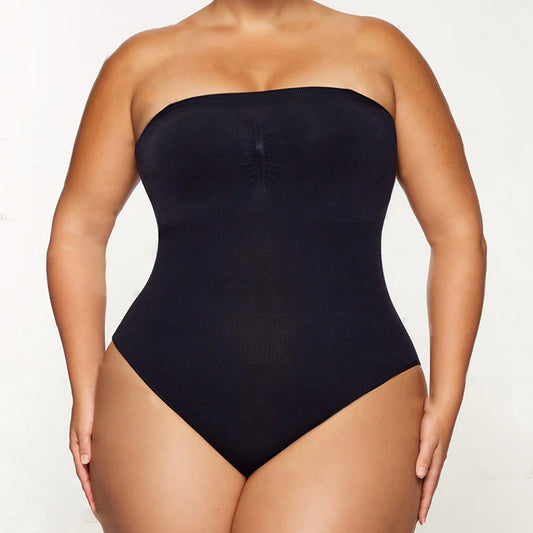 Nahtloser trägerloser Shapewear-Bodysuit in Übergröße - Schwarz - 4XL - image 0