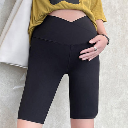 Umstands-Yoga-Shorts mit V-förmiger Taille - Schwarz - 2XL - image 0