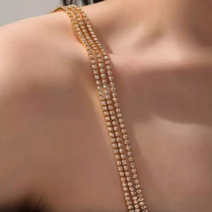 Sexy Strassschmuck Kristall Dessous Kette (3 Paar) - Gold 3 Reihen - 0,8''Haken - image 1