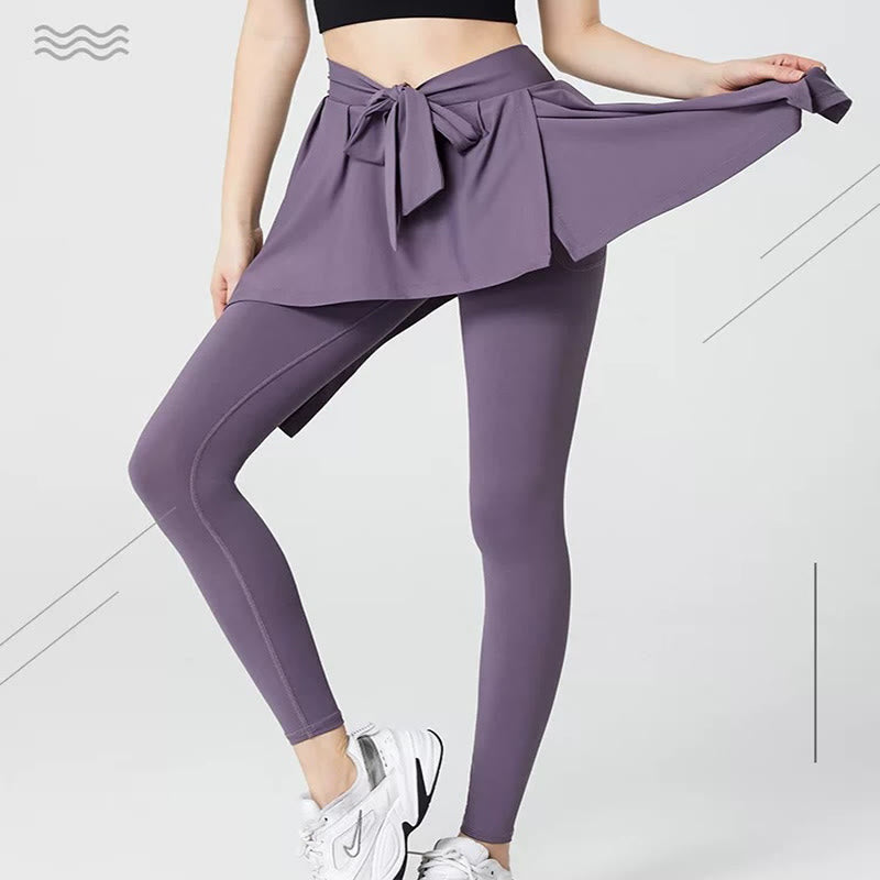 Plus Size 2-in-1 Workout-Yogahose mit Bindegürtel und Rock - image 4
