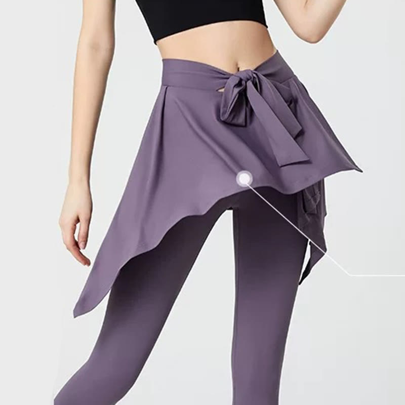 Plus Size 2-in-1 Workout-Yogahose mit Bindegürtel und Rock - image 8