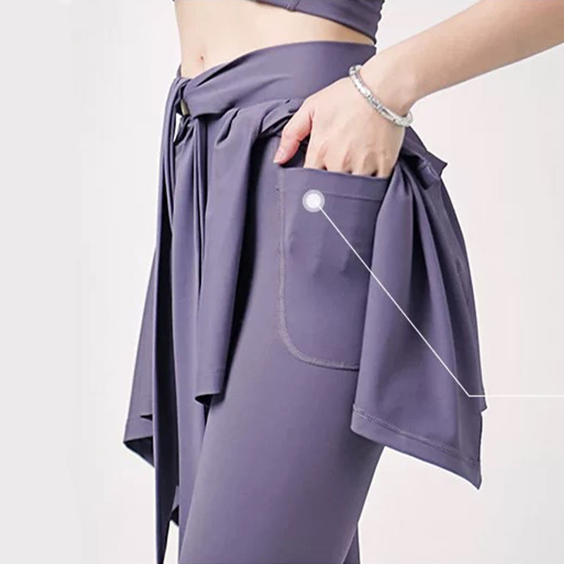 Plus Size 2-in-1 Workout-Yogahose mit Bindegürtel und Rock - image 6