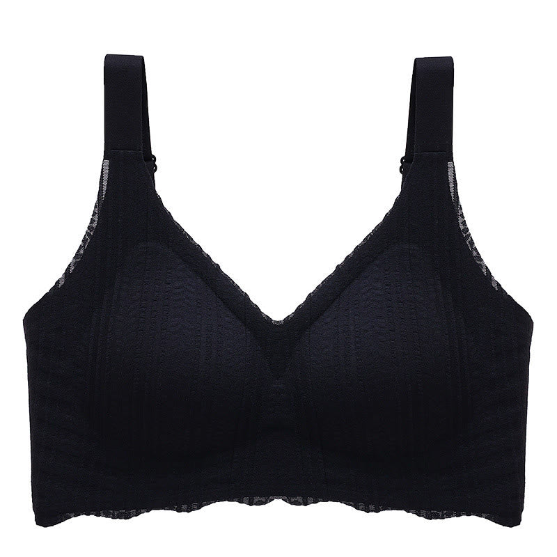 Kabelloser Sport-BH mit dünnem Wellenrand - Schwarz - 6XL - image 4
