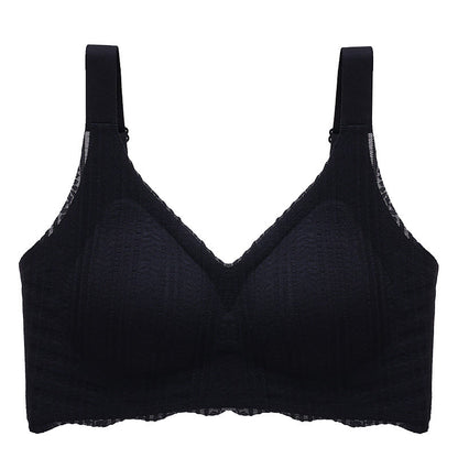 Kabelloser Sport-BH mit dünnem Wellenrand - Schwarz - 6XL - image 4