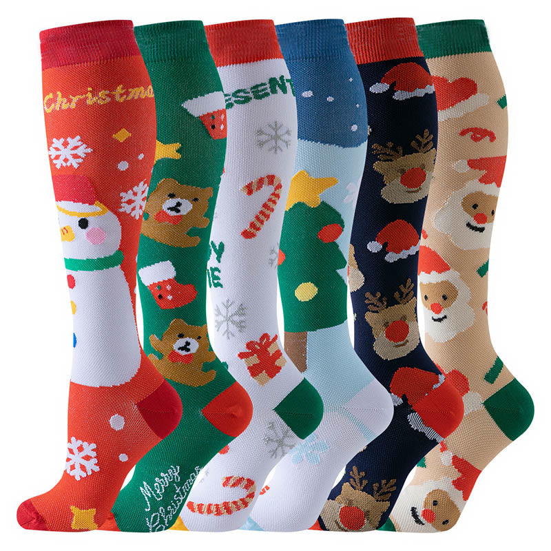 Kompressionsstrümpfe mit Schneemann-Bär-Motiv (6 Paar) - Mehrfarbig - S/M - image 1