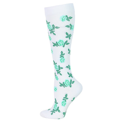 Blau-grüne Kompressionsstrümpfe mit Blumenmuster (6 Paar) - Weiß - S/M - image 12