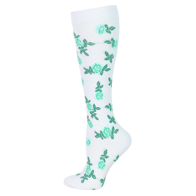 Blau-grüne Kompressionsstrümpfe mit Blumenmuster (6 Paar) - Weiß - S/M - image 6