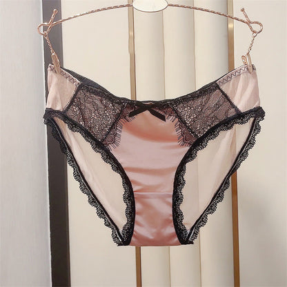 Sexy Satin-Spitzen-Höschen mit Schleife (3er-Pack) - Rosa - 3XL - image 3