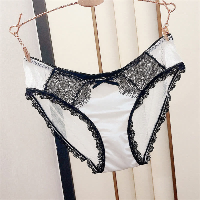 Sexy Satin-Spitzen-Höschen mit Schleife (3er-Pack) - Weiß - 3XL - image 1