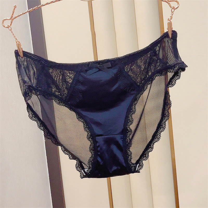 Sexy Satin-Spitzen-Höschen mit Schleife (3er-Pack) - Schwarz - 3XL - image 2