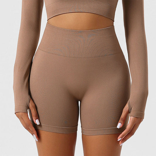 Nahtlose Sport- und Yoga-Shorts mit Po-Lifting-Effekt - Khaki - 2XL - image 0