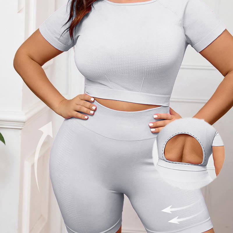 Schnelltrocknender Sport-Yoga-Anzug - Hellgrau - 3XL - image 3