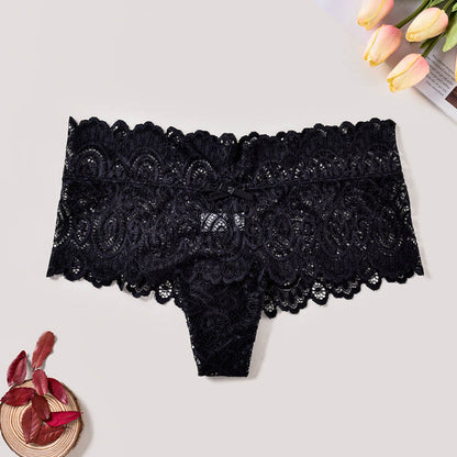 Sexy String-Tanga mit Spitzen-Baumwollzwickel (3er-Pack) - Schwarz - 4XL - image 4
