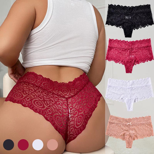 Sexy String aus Baumwolle mit Spitze im Schritt in Übergröße (3er-Pack)