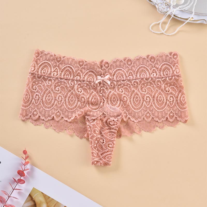 Sexy String-Tanga mit Spitzen-Baumwollzwickel (3er-Pack) - Aprikose - 4XL - image 6