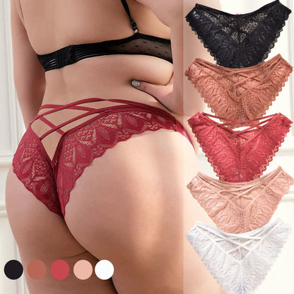 Sexy Slips mit niedriger Taille und überkreuzter Spitze in Übergröße (3er-Pack)