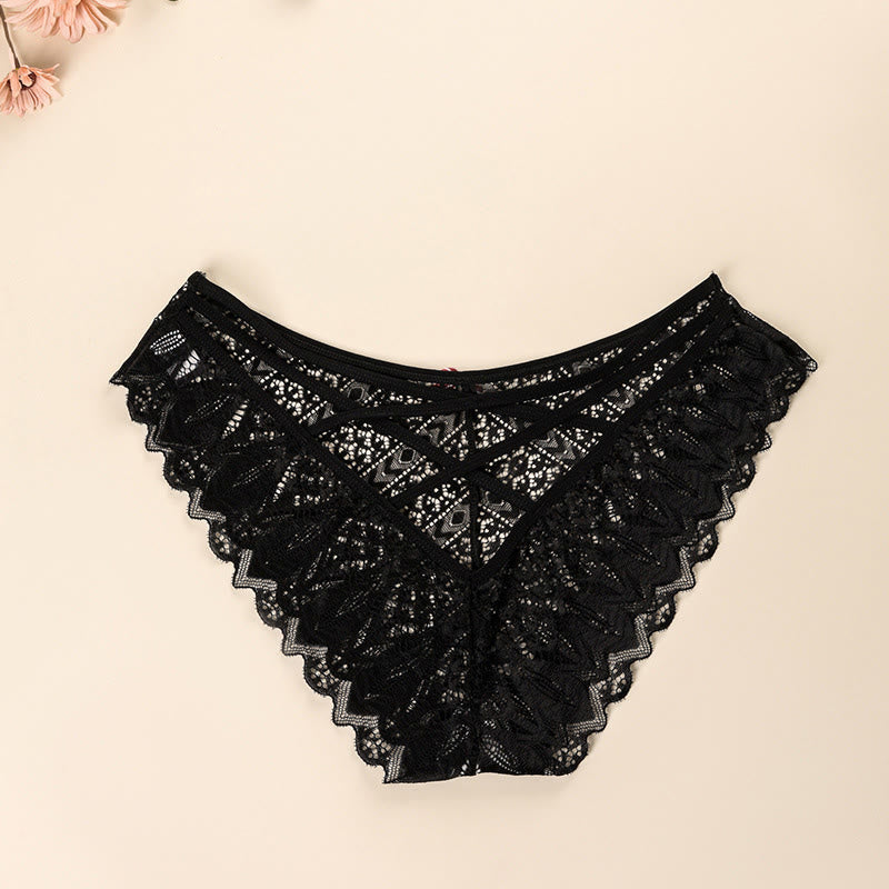 Sexy Slips mit niedriger Taille und überkreuzter Spitze in Übergröße (3er-Pack)