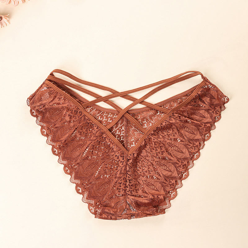 Sexy Slips mit niedriger Taille und überkreuzter Spitze in Übergröße (3er-Pack)