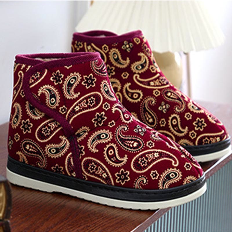 Hausschuhe mit goldener Stickerei in Übergröße - Wein - EU40-41 (US7-7,5) - image 12