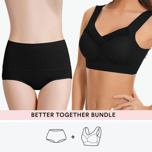 Set mit kabellosen BHs und hochgeschnittenem Slip - Schwarz - 7XL - 6XL - image 0