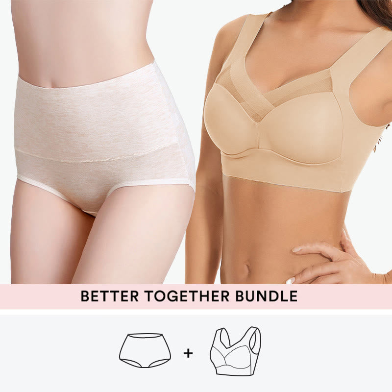 Set mit kabellosen BHs und hochgeschnittenem Slip - Nackt - 7XL - 6XL - image 1