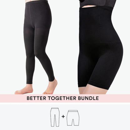 Bundle Plus Size Shapewear + Kompressionsstrumpfhose - Schwarz - 7XL - 4XL - image 1