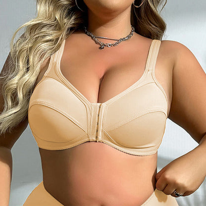 Nahtloser, kabelloser Vollschalen-BH mit Frontverschluss und Frontschnalle - Beige - 5XL - image 3