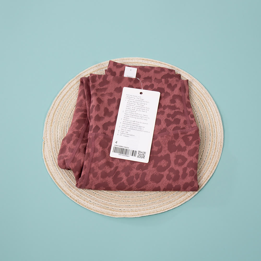 Leggings mit hohem Bund für Fitness und Yoga im Leopardenmuster - Rot - 3XL - image 8