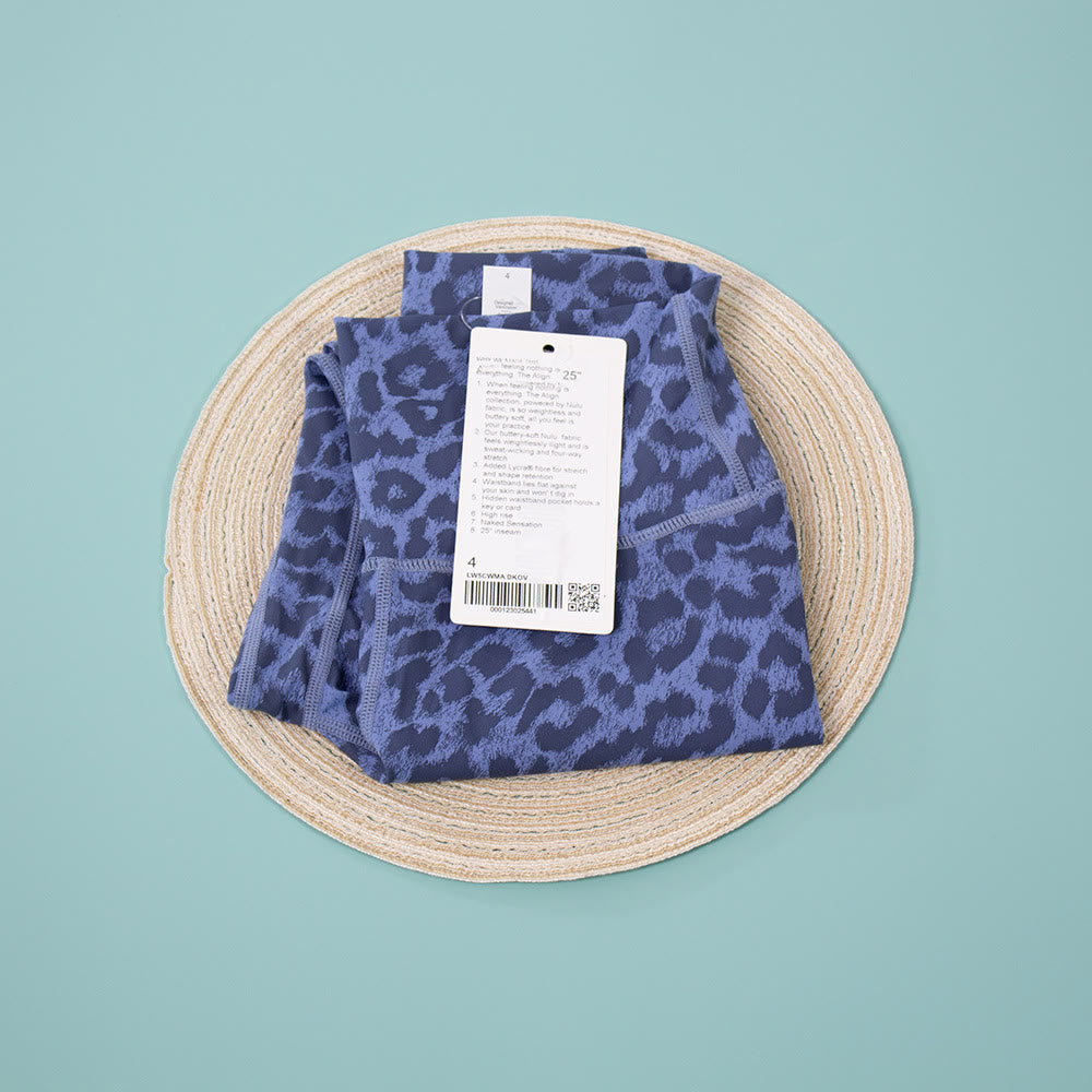 Leggings mit hohem Bund für Fitness und Yoga im Leopardenmuster - Blau - 3XL - image 12