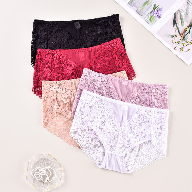 Sexy, weiche Spitzenhöschen mit mittlerer Leibhöhe in Übergröße (3er-Pack)
