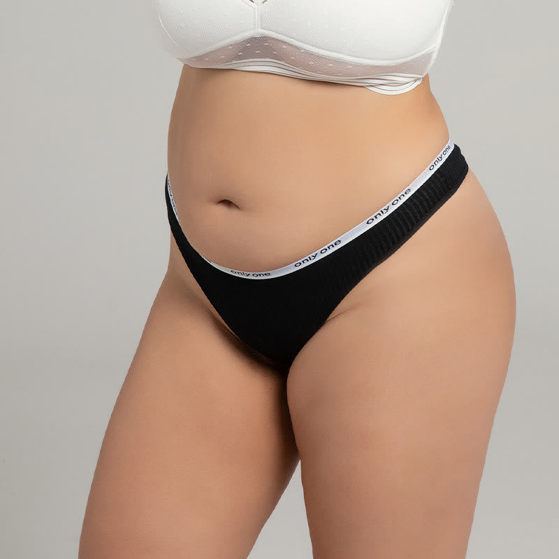Sexy Baumwoll-String in Übergröße, einfarbig (3er-Pack)