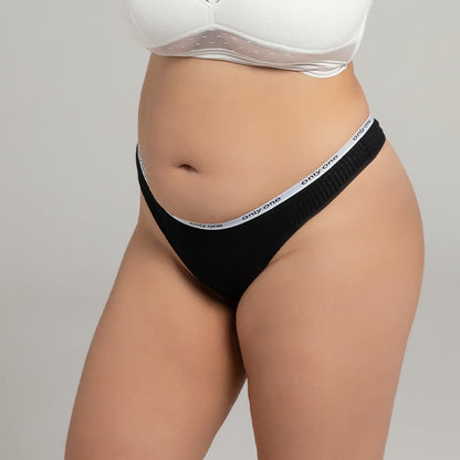 Sexy Baumwoll-String in Übergröße, einfarbig (3er-Pack)