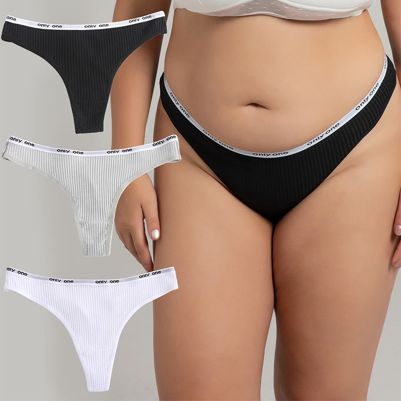 Sexy Baumwoll-String in Übergröße, einfarbig (3er-Pack)