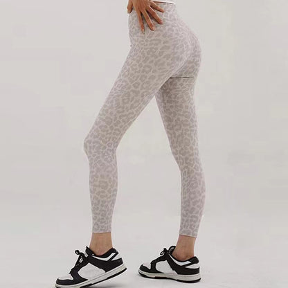 Leggings mit hohem Bund für Fitness und Yoga im Leopardenmuster - image 1