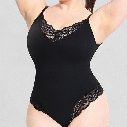 Einteiliges Camisole mit T-Rücken und Spitze