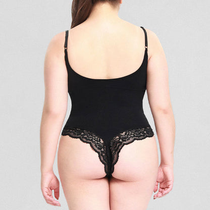 Einteiliges Camisole mit T-Rücken und Spitze