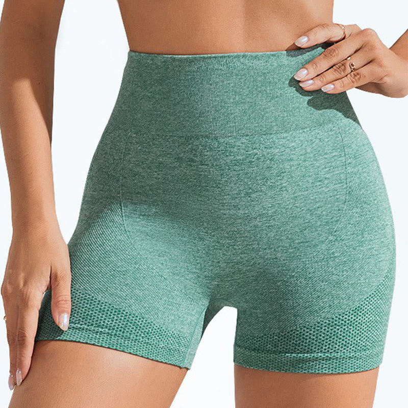 Nahtlose, hochelastische Yoga-Shorts mit hohem Bund - Grün - 4XL - image 0