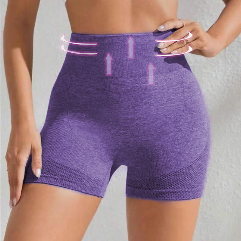 Nahtlose, hochelastische Yoga-Shorts mit hohem Bund - Lila - 4XL - image 6