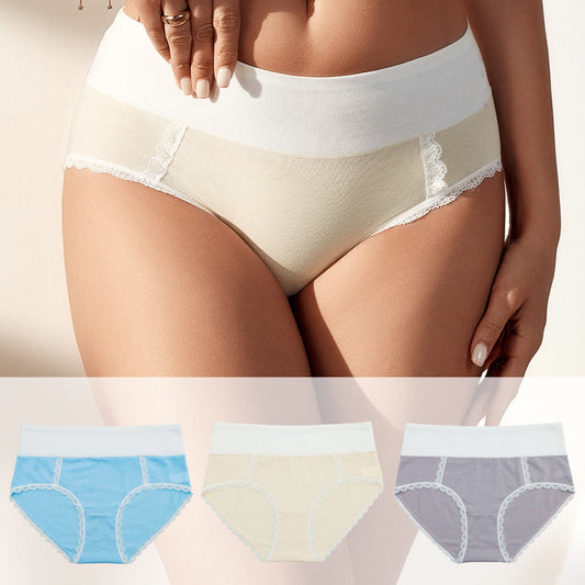 Bequeme Spitzenhöschen mit mittlerer Leibhöhe und hoher Elastizität (3er-Pack)
