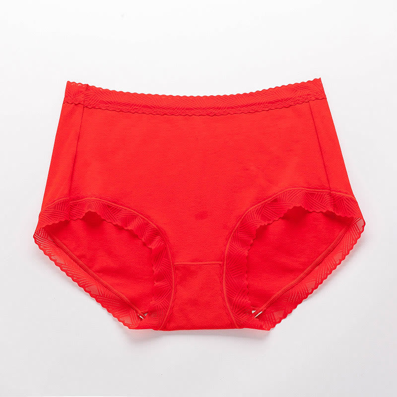 Einfache Baumwollslips mit hohem Bund (3er-Pack) - Rot - 3XL - image 3