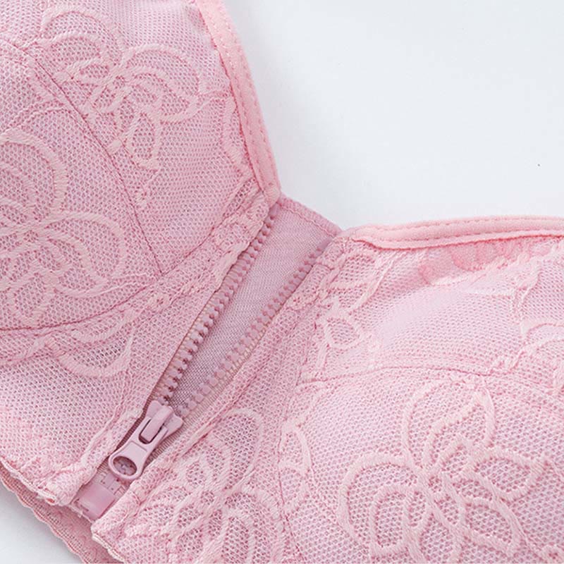 Dünner Tank-BH mit Spitze vorne und Reißverschluss in Übergröße