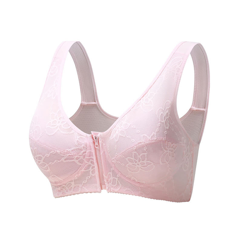 Dünner Tank-BH mit Spitze vorne und Reißverschluss in Übergröße