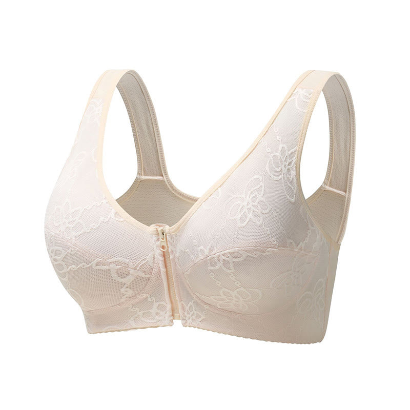 Dünner Tank-BH mit Spitze vorne und Reißverschluss in Übergröße