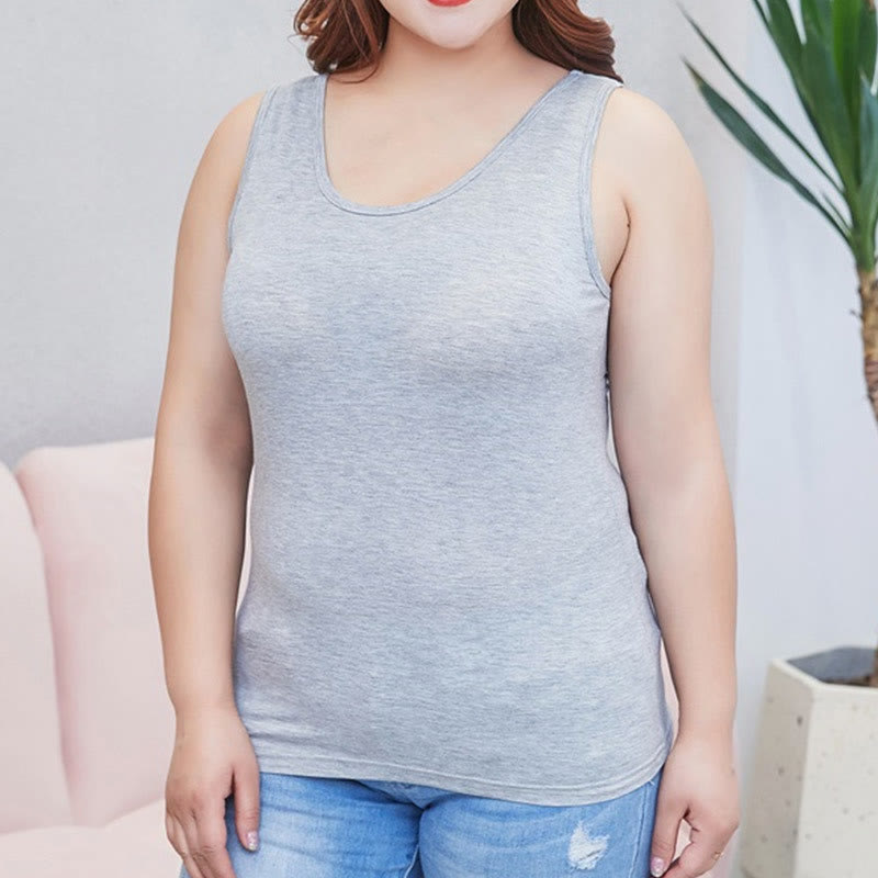Lockeres, gepolstertes Yoga-Camisole ohne Bügel in Übergröße - Grau - 6XL - image 6