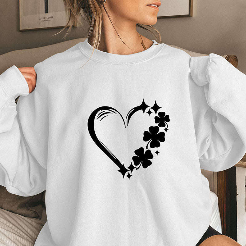 Sweatshirt mit vierblättrigem Kleeblatt in Übergröße - Weiß - 3XL - image 4