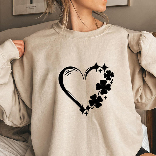 Sweatshirt mit vierblättrigem Kleeblatt in Übergröße - Khaki - 3XL - image 0